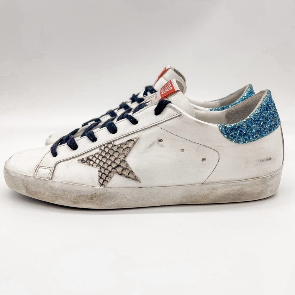 Golden Goose White Sneakers with Blue Glitter ✨ Details - Picture 2 of 12